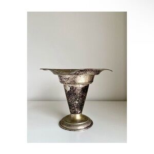 Antique Silver Metal Vessel / Object / Vase / Accent